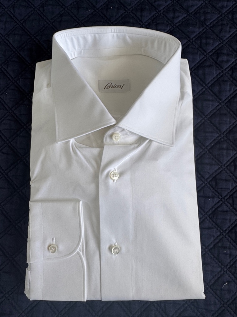 Brioni White Men's Dress Shirt with Spread Collar